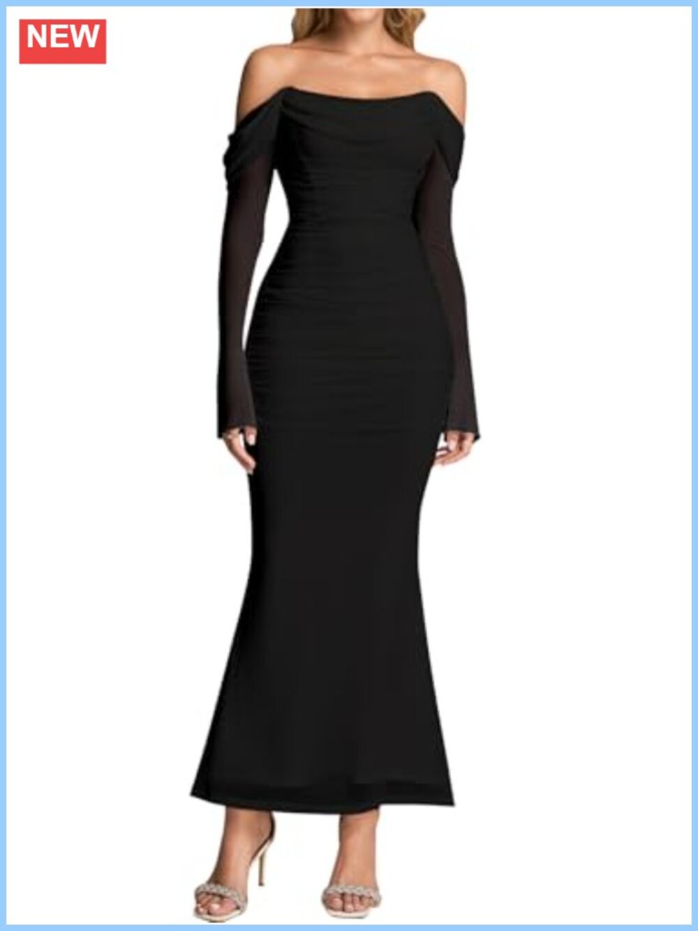 Off Shoulder Long Sleeve Corset Maxi Dress Wedding Guest